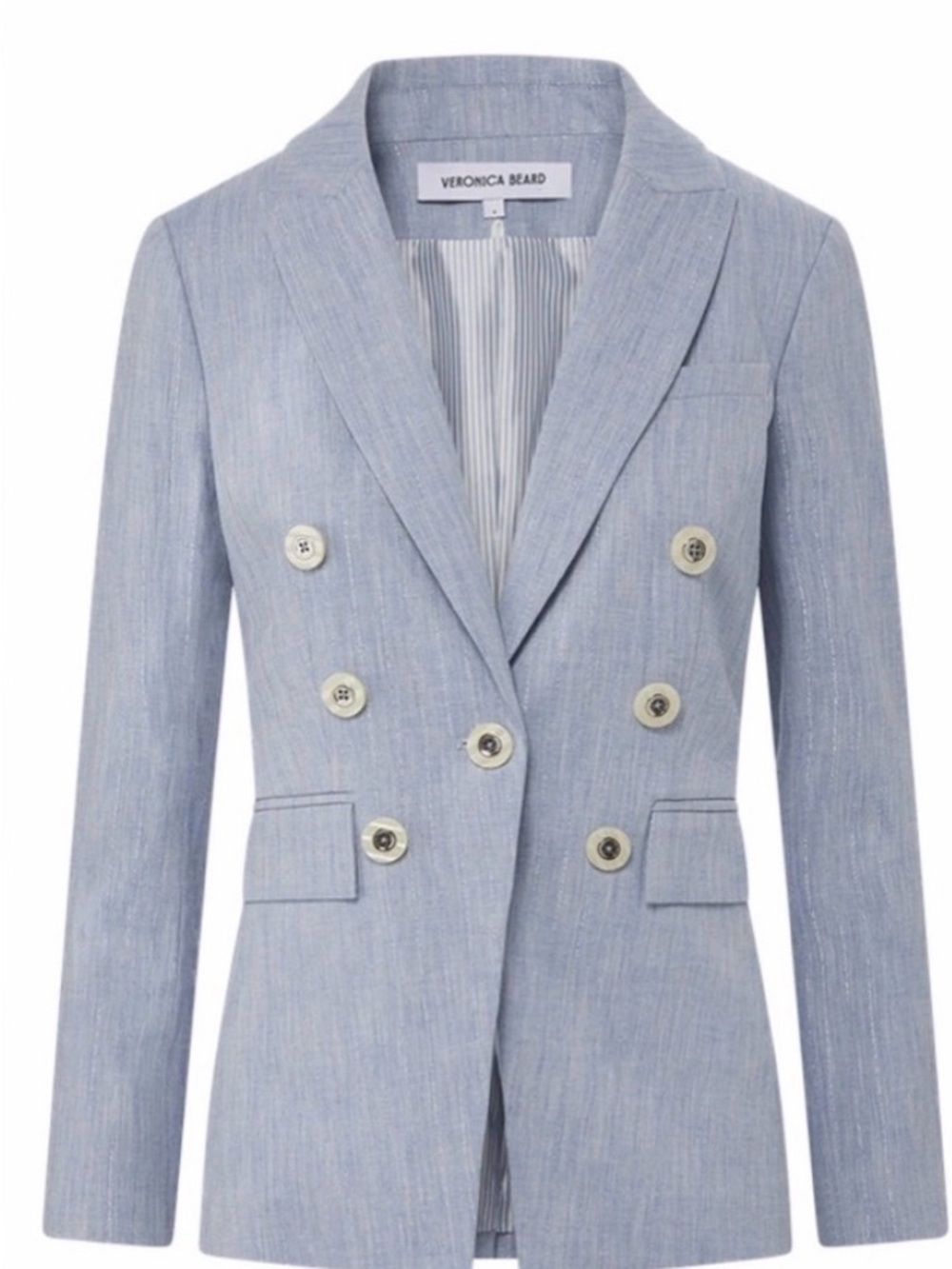 Veronica Beard Light Blue Double-Breasted Blazer